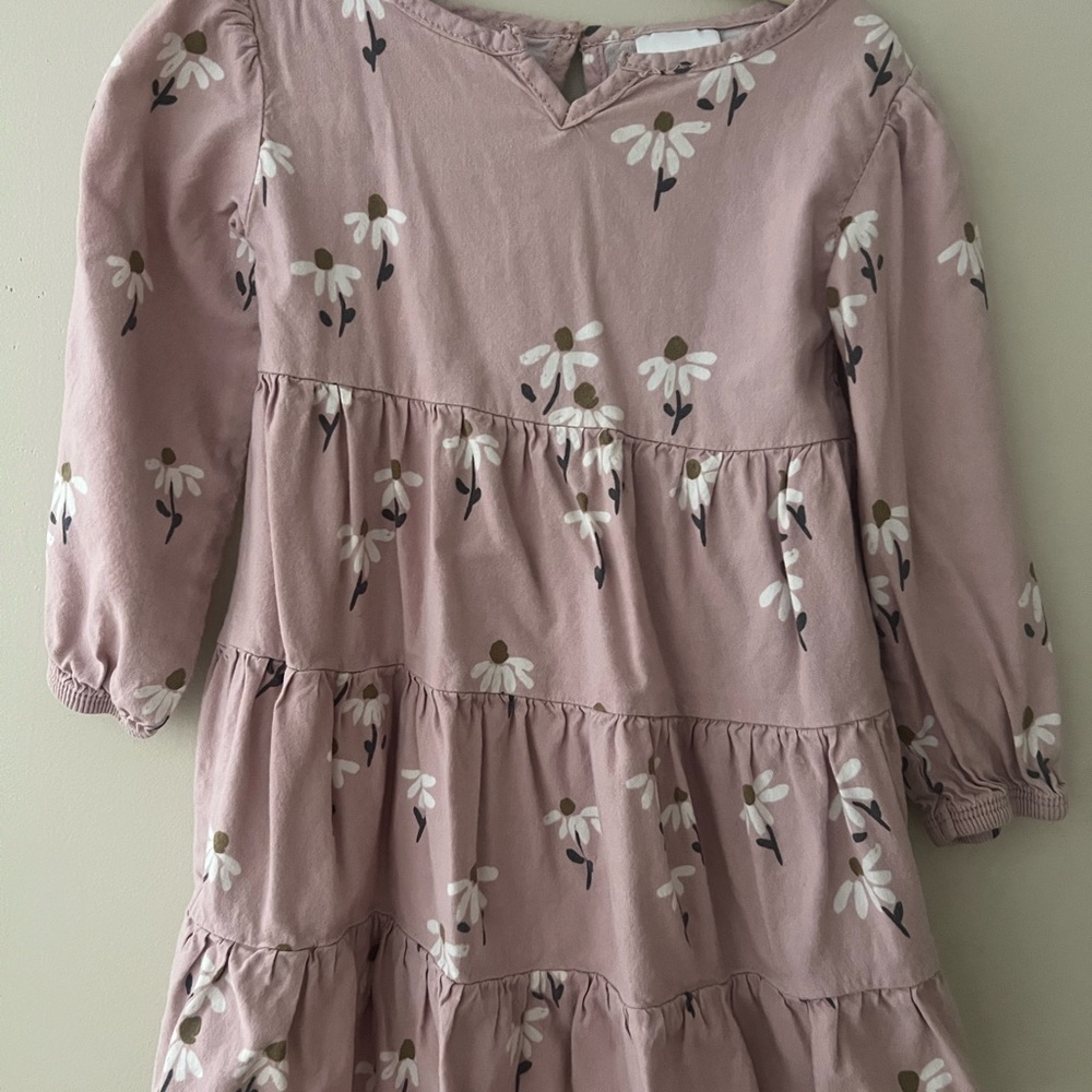 Adorable Daisy Print Kids Dress in Blush